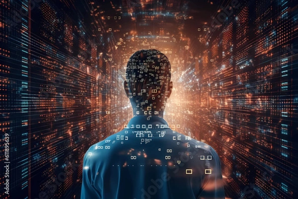 Obraz Man and Artificial intelligence concept.Generative AI