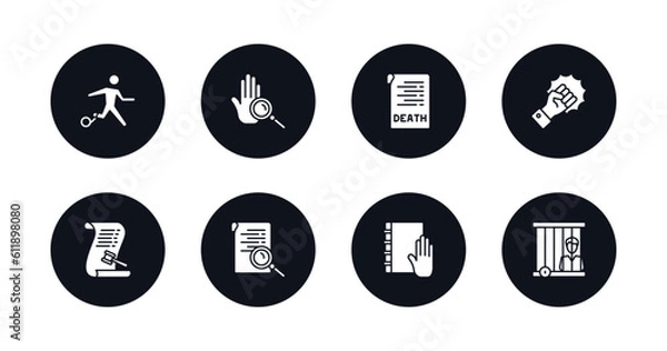 Fototapeta symbol for mobile filled icons set. filled icons such as escape, evidence, death certificate, violence, law paper, investigation, law and justice, prisioner vector.