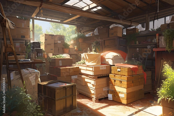 Fototapeta 繊細で芸術的な家や室内系背景のイラスト(AI generated image)