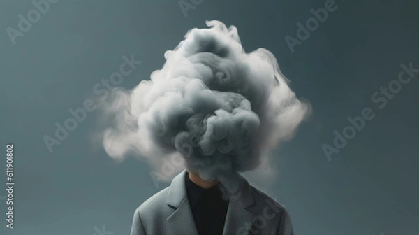 Fototapeta A Person's Head inside a Dark Cloud, Mental Health Concept, Generative AI