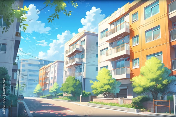 Fototapeta 繊細で芸術的な家や室内系背景のイラスト(AI generated image)