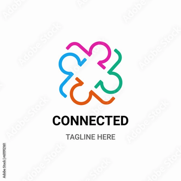 Obraz CONNECTED HUMAN LOGO IN COLOURFUL PUZZLE SHAPE