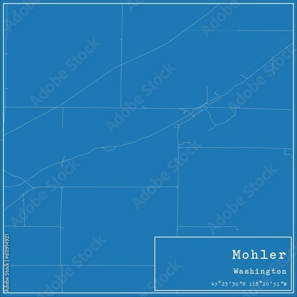 Fototapeta Blueprint US city map of Mohler, Washington.