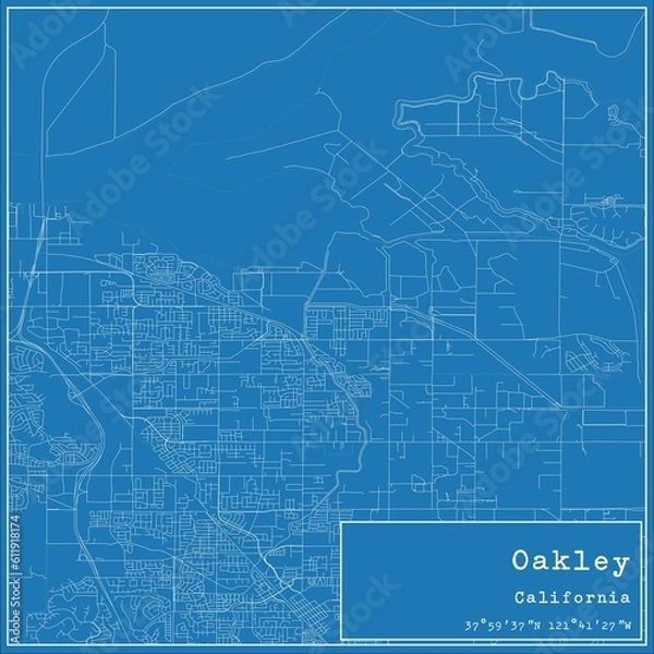 Obraz Blueprint US city map of Oakley, California.
