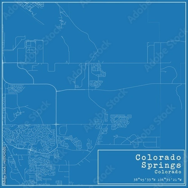 Fototapeta Blueprint US city map of Colorado Springs, Colorado.
