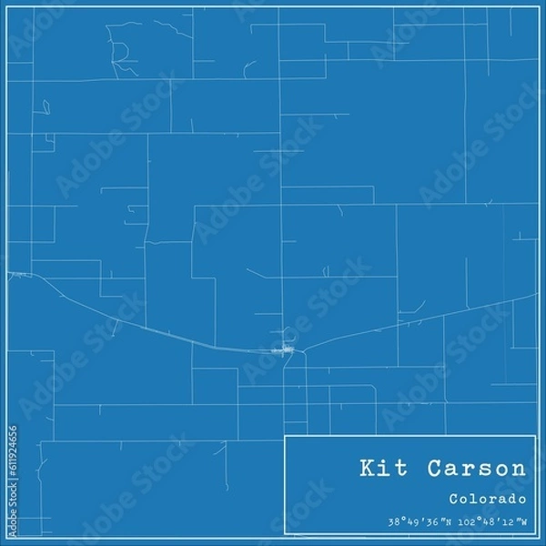 Fototapeta Blueprint US city map of Kit Carson, Colorado.