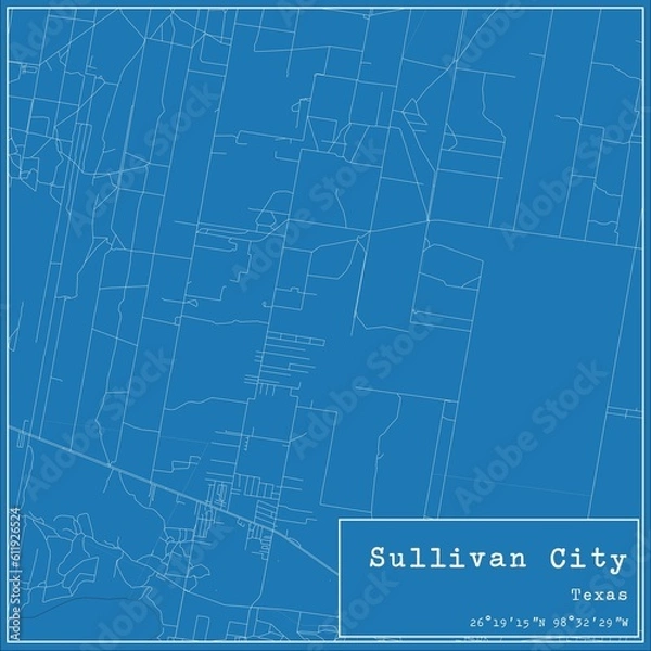 Obraz Blueprint US city map of Sullivan City, Texas.