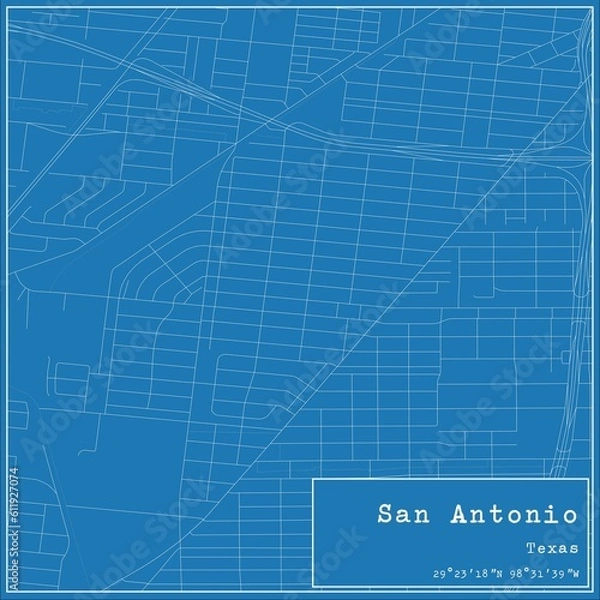 Obraz Blueprint US city map of San Antonio, Texas.