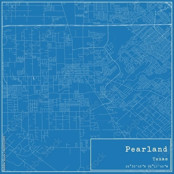 Obraz Blueprint US city map of Pearland, Texas.