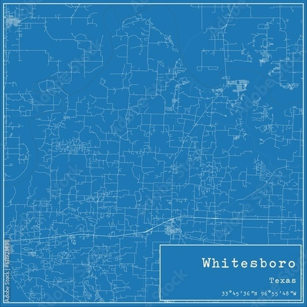 Obraz Blueprint US city map of Whitesboro, Texas.
