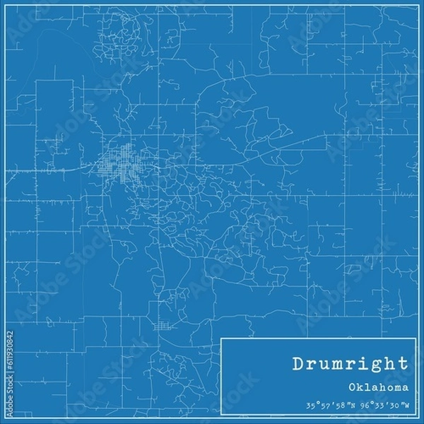 Obraz Blueprint US city map of Drumright, Oklahoma.