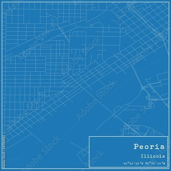 Obraz Blueprint US city map of Peoria, Illinois.