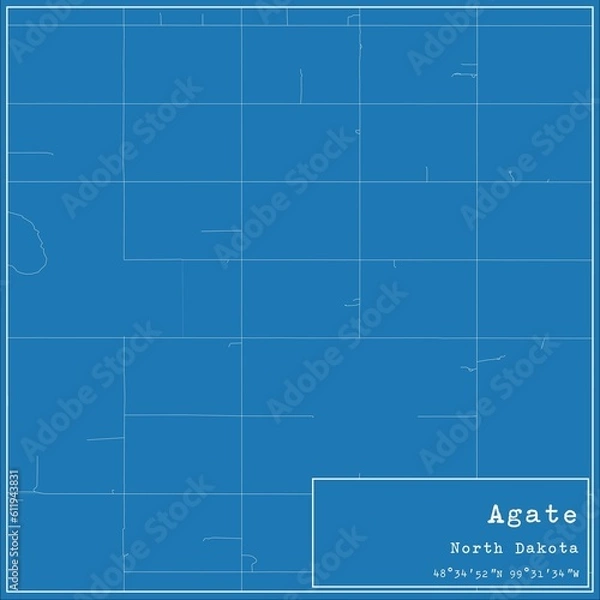 Obraz Blueprint US city map of Agate, North Dakota.