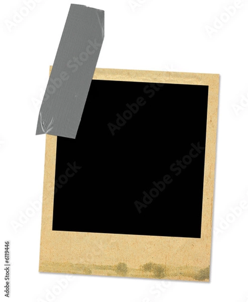 Fototapeta old photo frame taped, minimal shadow behind