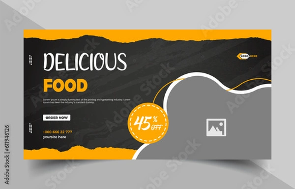Obraz Super delicious fast food social media banner post template. Food banner or poster design for online business marketing. Business branding, web ads, social media ads, social media posts.