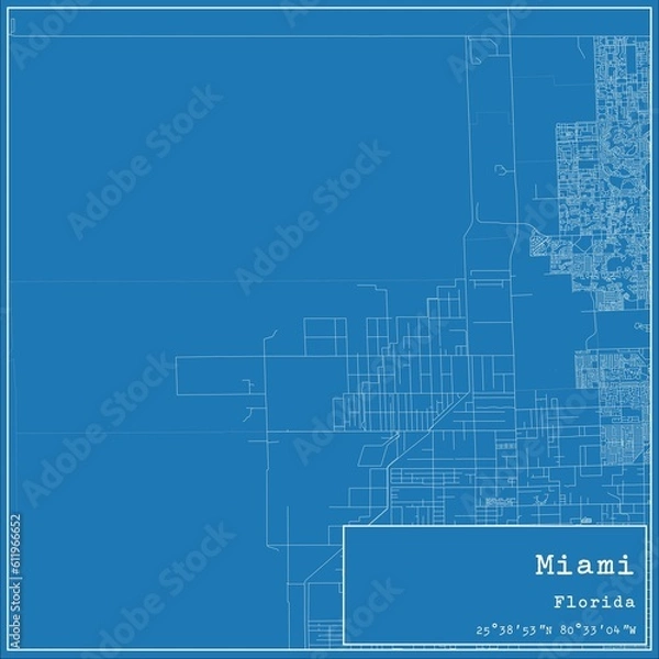 Fototapeta Blueprint US city map of Miami, Florida.