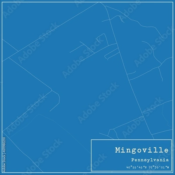 Fototapeta Blueprint US city map of Mingoville, Pennsylvania.