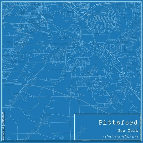 Obraz Blueprint US city map of Pittsford, New York.