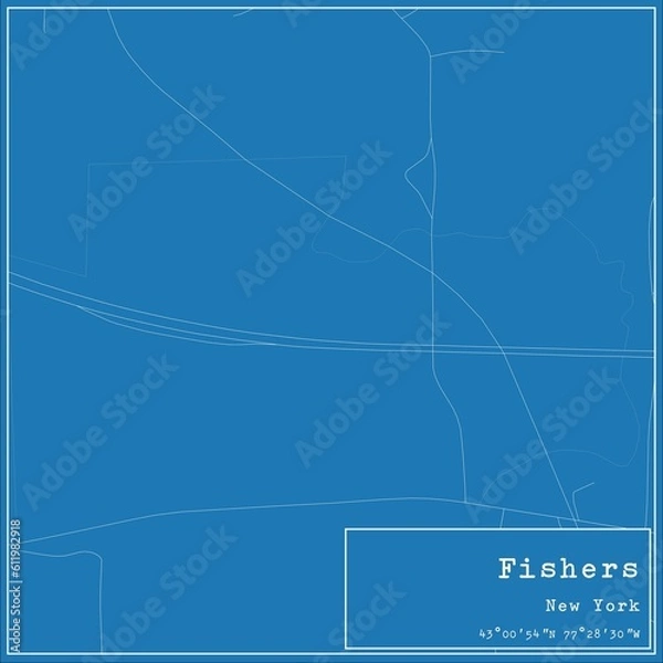 Fototapeta Blueprint US city map of Fishers, New York.
