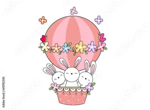 Fototapeta rabbit with balloon