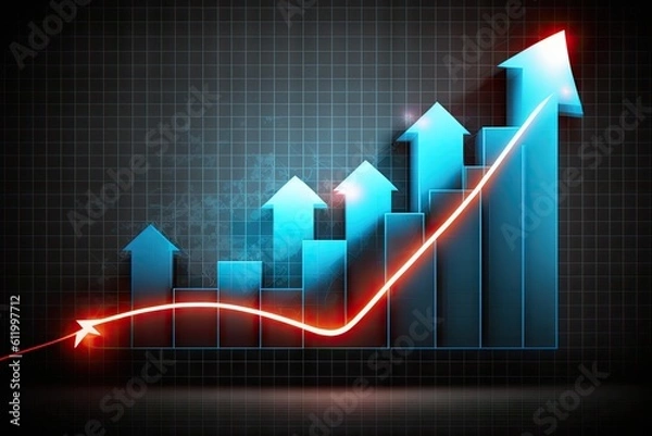 Fototapeta Financial stock market graph on digital screen, business investment concept