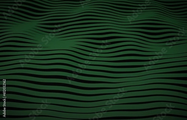 Fototapeta Illustration 3d renders the background of wavy lines in green color. perfect for wallpaper, wall decoration. desktop wallpaper.