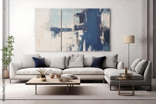 Fototapeta 3D Render Close-up of a Sleek Coffee Table in a Contemporary Living Room..