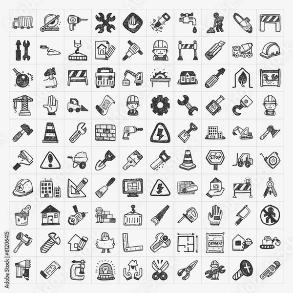 Obraz doodle construction icons