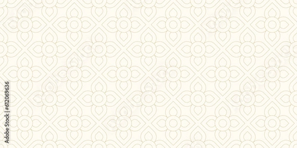 Fototapeta Luxury gold background pattern seamless geometric line floral circle abstract design vector. Christmas background.