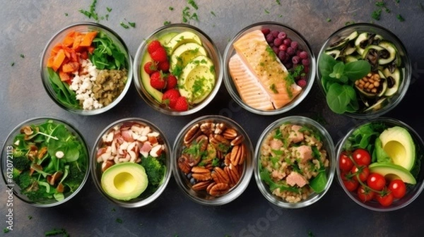 Obraz Assortment of healthy food dishes
