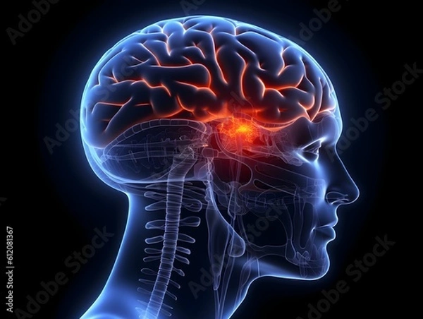 Obraz Epilepsy brain pain illustration, Generative AI