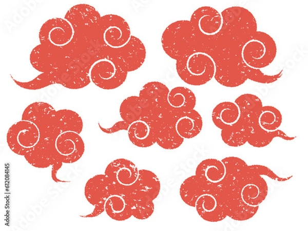 Obraz 中華風の雲のイラスト　スタンプ　篆刻