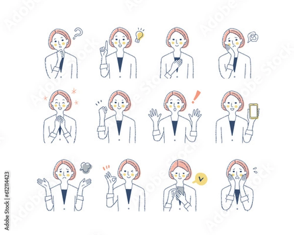 Fototapeta 女性の表情　バリーエーションセット