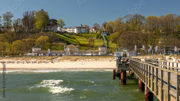 Obraz Strandpromenade und Seebrücke vom Ostseebad Göhren an der Ostsee auf der Insel Rügen