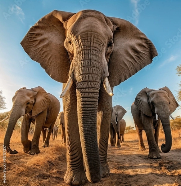 Fototapeta Elephants coming at you! Dynamic Angle