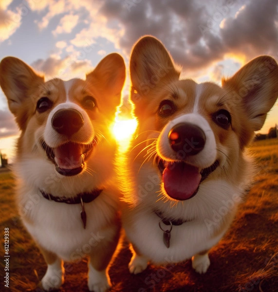 Obraz Cute close-up Corgis. Staring at you. 