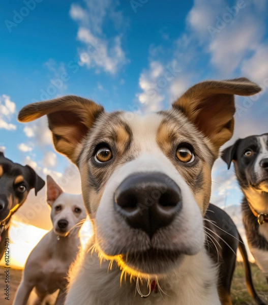 Obraz Dogs' dynamic perspective. Close up. 