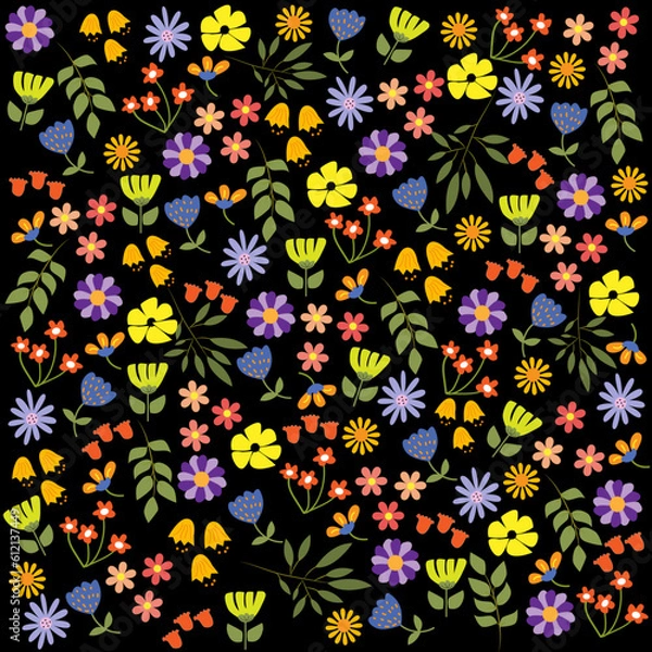 Obraz Fondo floral con tonos alegres sobre negro 8.