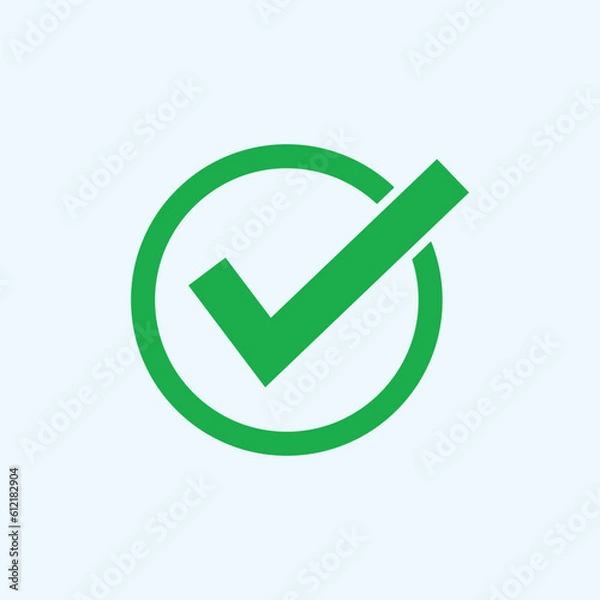 Obraz Check mark green line icons. Vector illustration. - Vector