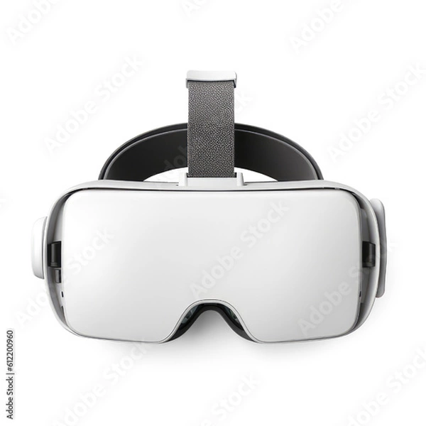 Fototapeta Virtual Reality or VR headset isolated on transparent background PNG. VR Glasses for 360 environment games or simulation training generative ai 