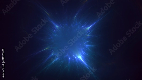 Obraz 3D rendering abstract blue technology fractal background