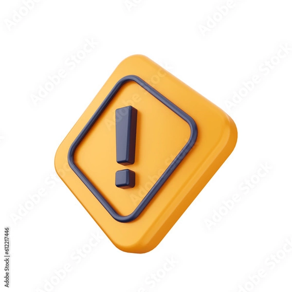 Fototapeta 3d caution warning danger alert sing icon illustration render