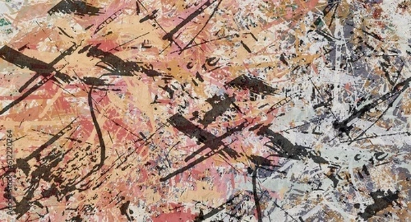 Fototapeta Abstract Grunge Background Graphic Watercolor Stylization on Textured Canvas of Chaetic Strokes of Paint Spots