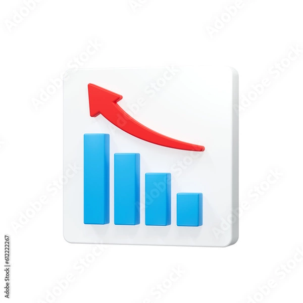 Fototapeta 3Dアイコン　グラフと矢印　ベースあり