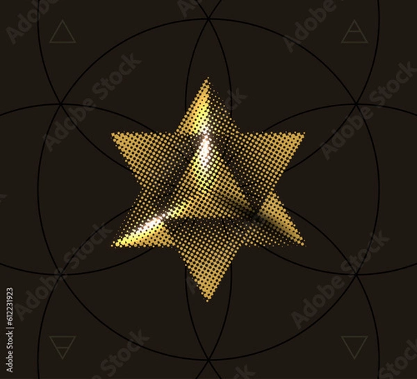 Fototapeta Merkaba golden symbol on dark background