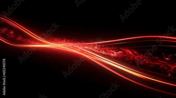 Fototapeta Fire red plazma motion lines. Car light trail effect illustration. Abstract laser beams. Generative ai.