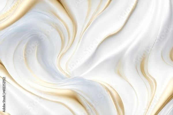 Fototapeta Luxury white and metallic gold marble background, Created with Generative AI.