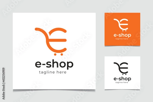 Obraz E-Shop and Ecommerce logo design vector template with setting icon.