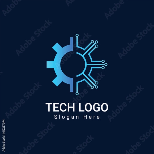 Obraz Gear Tech logo with setting icon design vector template