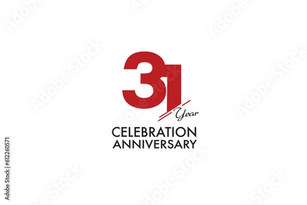 Fototapeta 31th, 31 years, 31 year anniversary with red color isolated on white background, vector design for celebration vector